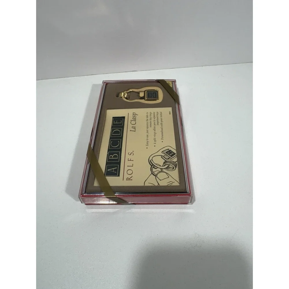 Vintage ROLFS Brass Keychain Keyfob Fob Art Deco Design- New In Giftbox